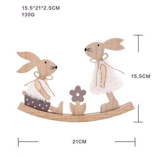 Printing Table Top Wooden Easter Crafts Bunny Shaped Decoration