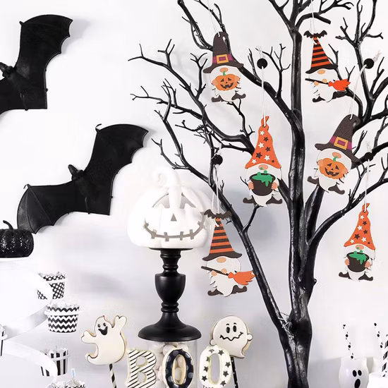 Popular Wooden Crafts Faceless Doll Wooden Hanging Ornaments Halloween Party Decorations