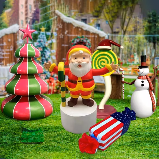 Wholesale Outdoor Christmas Decoration Fiberglass Santa Claus Snowman Figures with Cheap Price